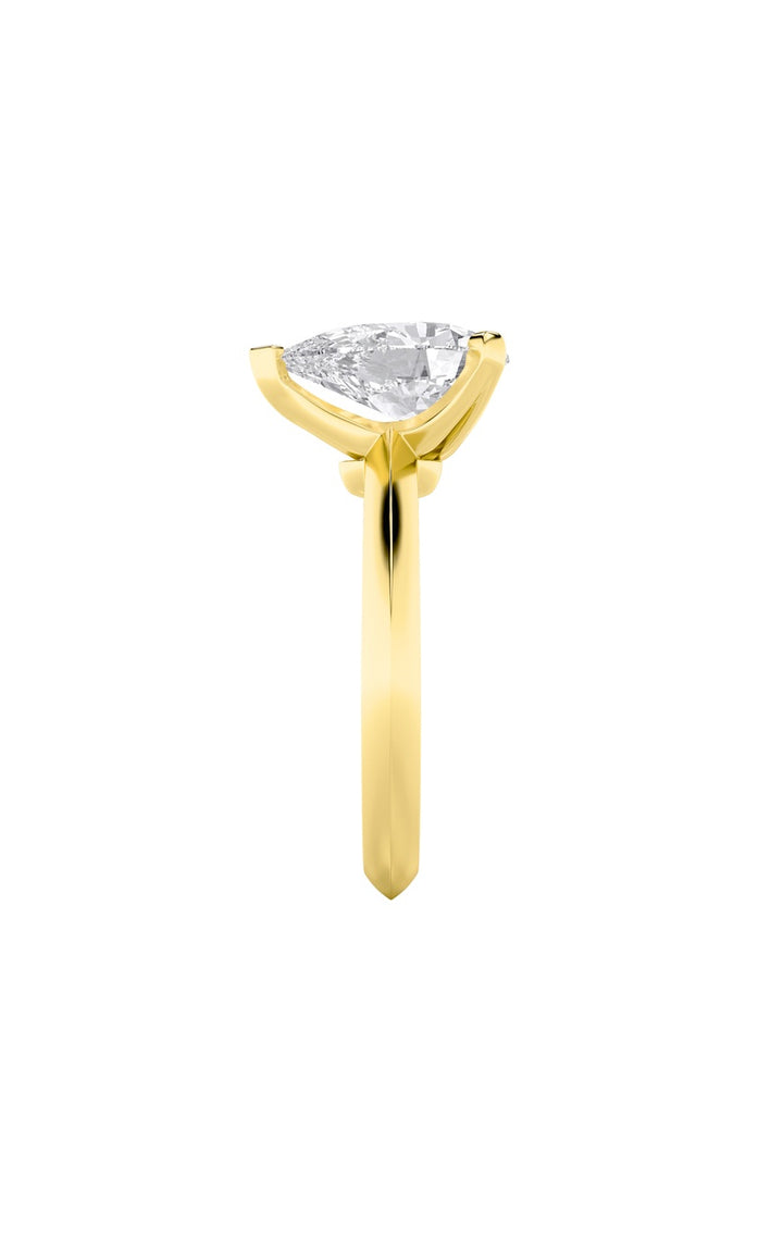 2CTW Pear Shaped Lab Grown Diamond (F/VS) Knife Edge Shank Solitaire Engagement Ring in 14K Gold
