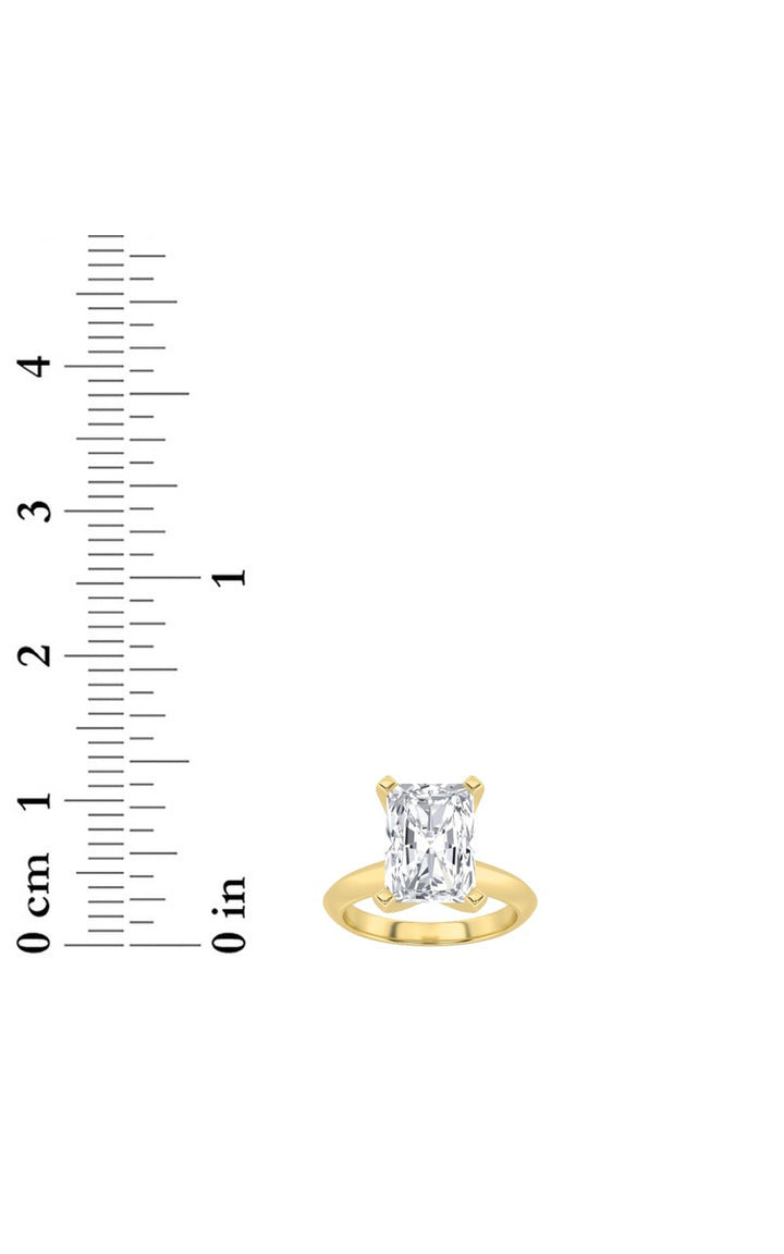 3CTW Radiant Shaped Lab Grown Diamond (F/VS) Knife Edge Shank Solitaire Engagement Ring in 14K Gold
