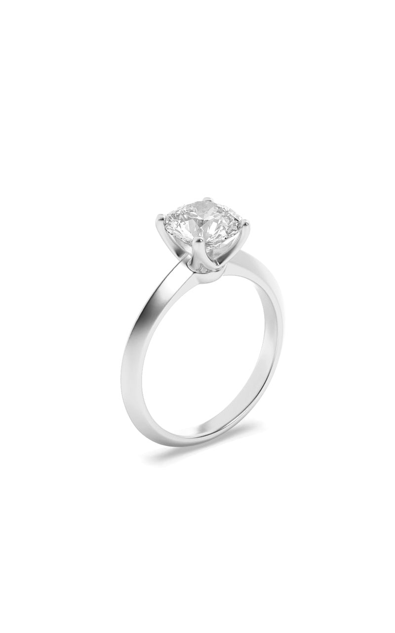 1CTW Round Shaped Lab Grown Diamond (F/VS) Knife Edge Shank Solitaire Engagement Ring in 14K Gold