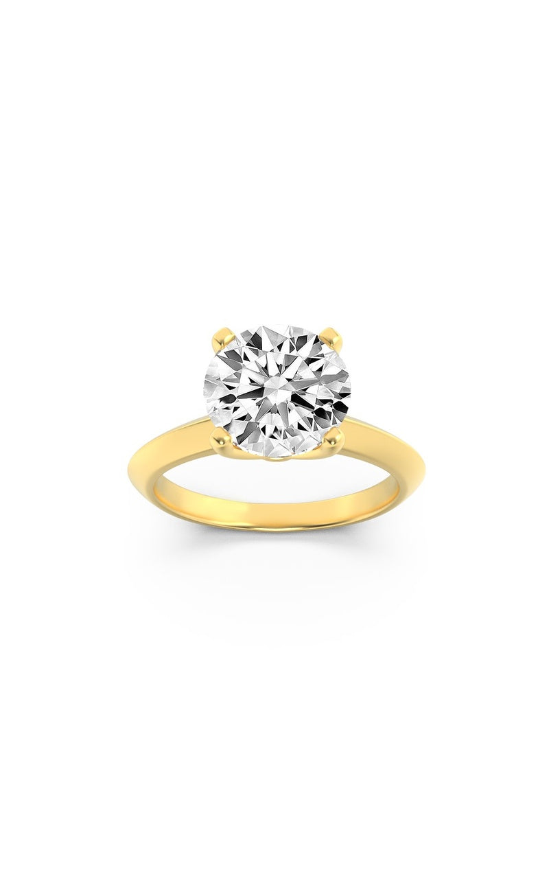 1CTW Round Shaped Lab Grown Diamond (F/VS) Knife Edge Shank Solitaire Engagement Ring in 14K Gold