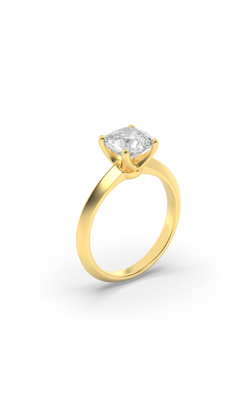 1CTW Round Shaped Lab Grown Diamond (F/VS) Knife Edge Shank Solitaire Engagement Ring in 14K Gold