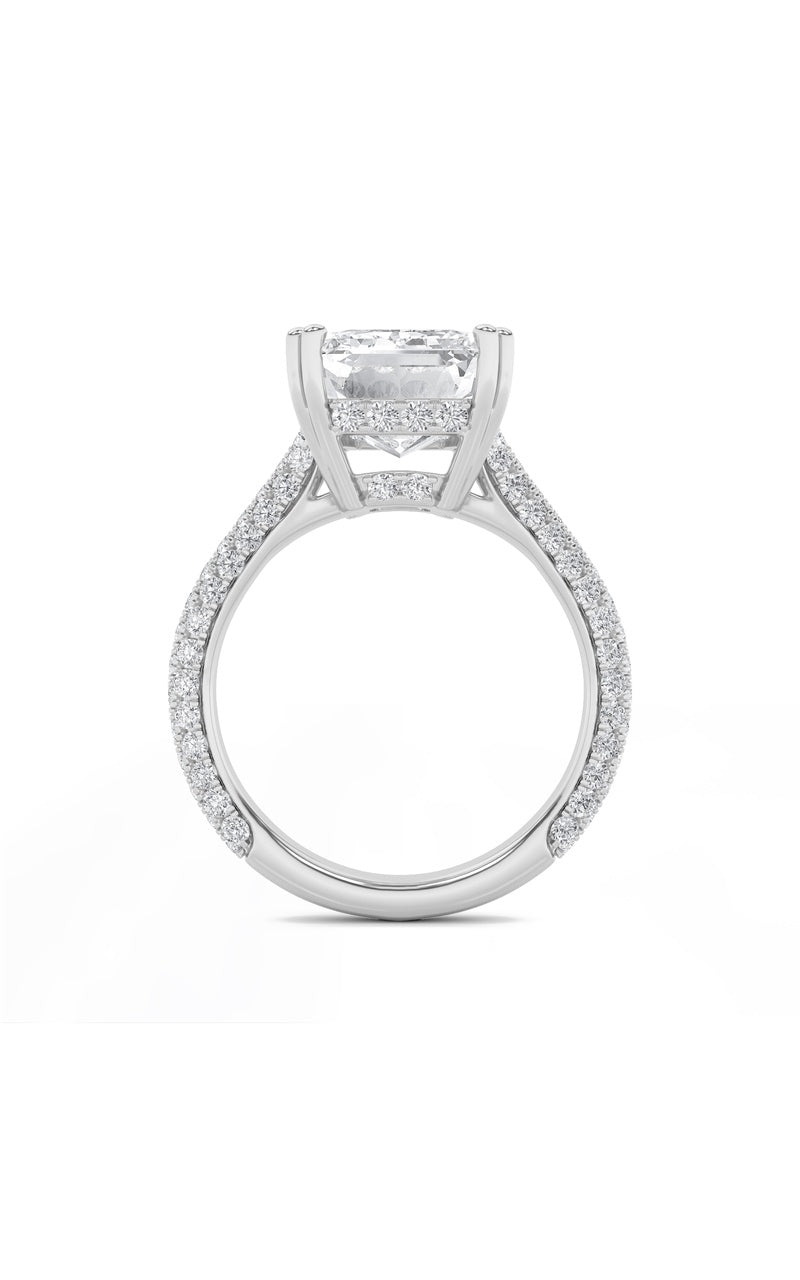 8Cttw Emerald Shaped Lab Grown Diamond (F/VS) BoldAccented Engagement Ring in 14K Gold