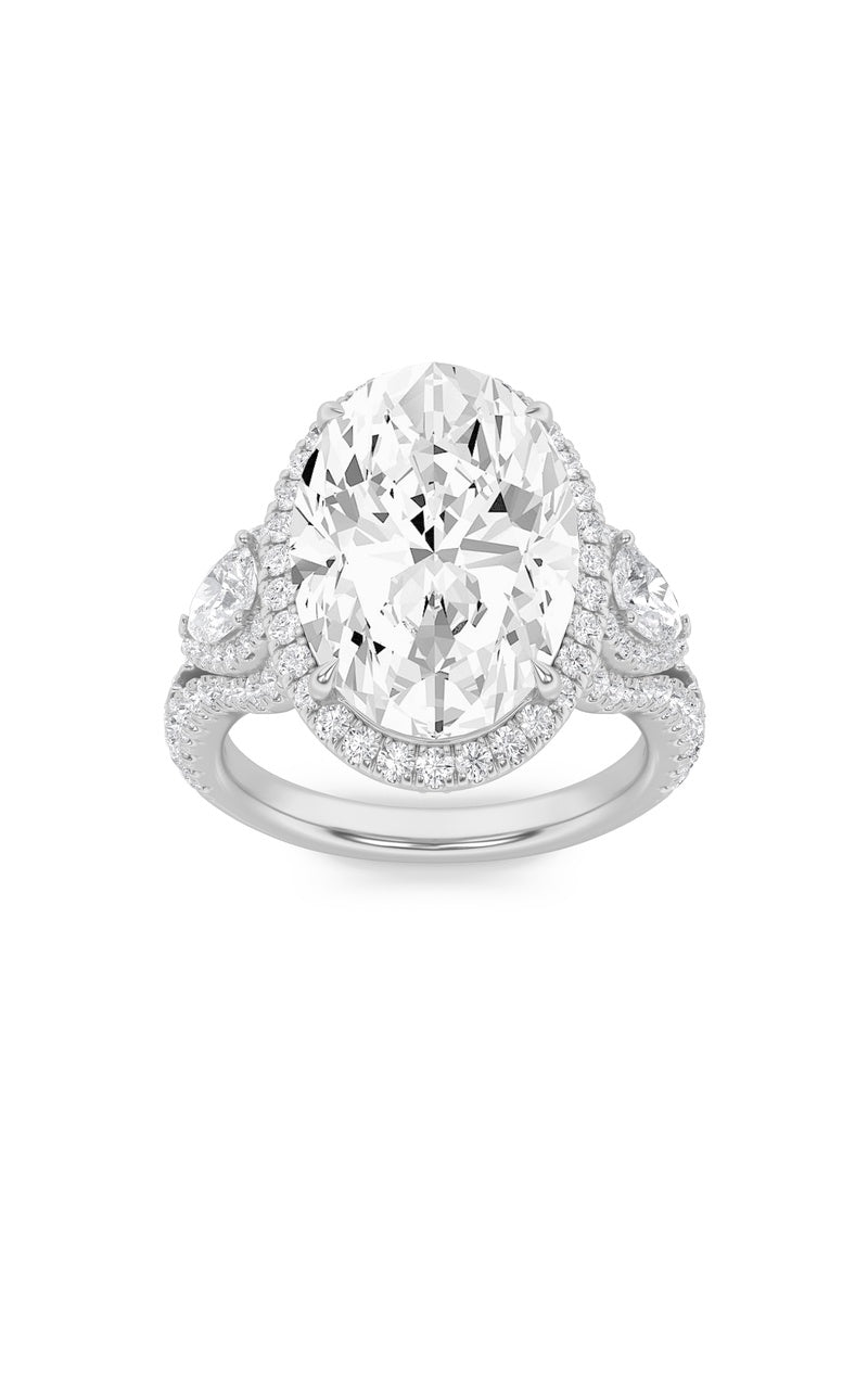 7.25CTW Oval Shaped Lab Grown Diamond (F/VS) Bold Accented Engagement Ring in 14K Gold