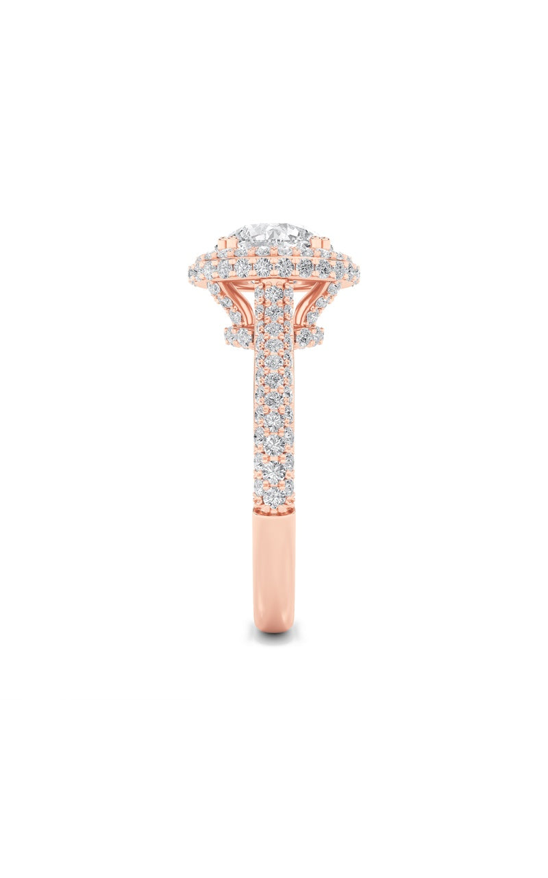 3Cttw Round Shaped Lab Grown Diamond (F/VS) Halo Accented Engagement Ring in 14K Gold