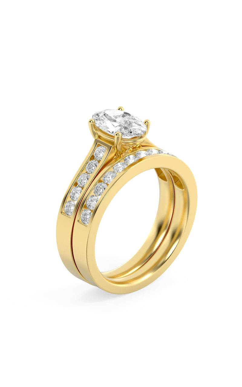 2CTW Oval Shaped Lab Grown Diamond (G/VS) Channel Set Bridal Engagement Ring in 10K Gold