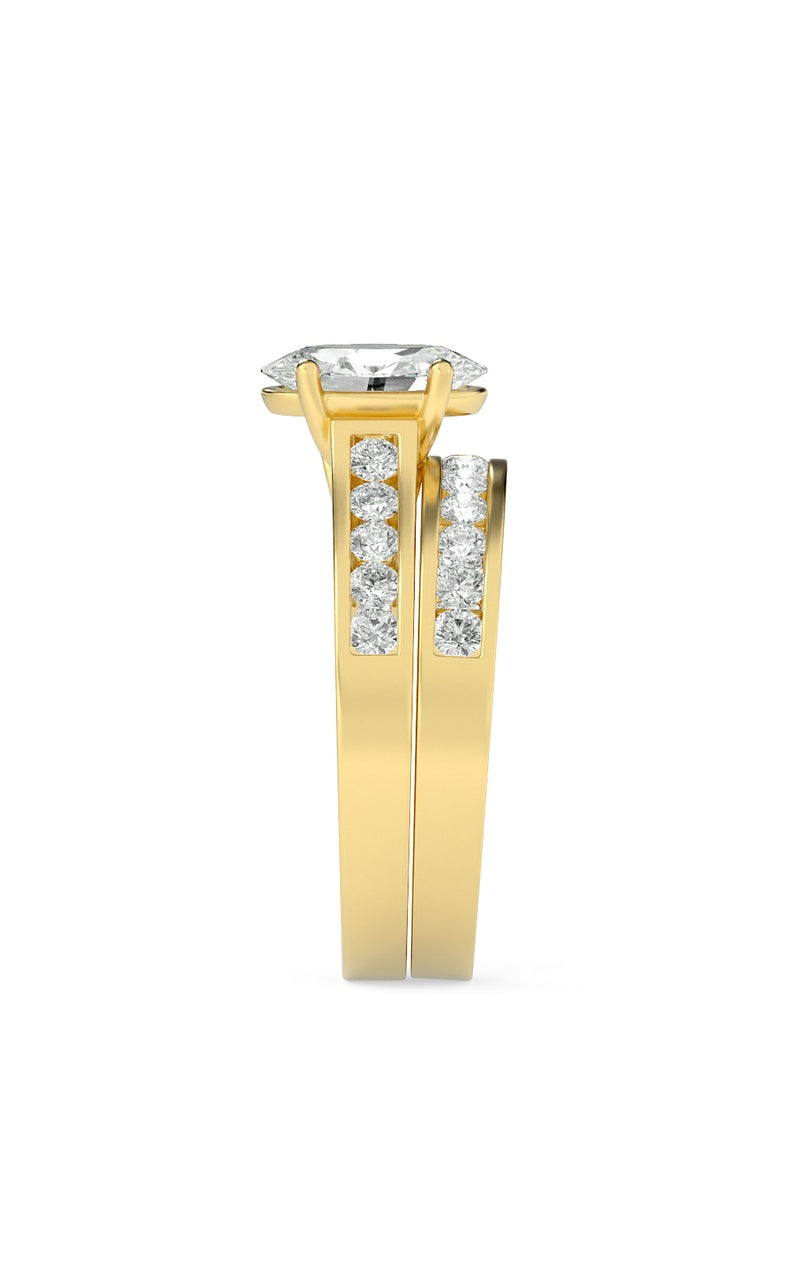 2CTW Oval Shaped Lab Grown Diamond (G/VS) Channel Set Bridal Engagement Ring in 10K Gold