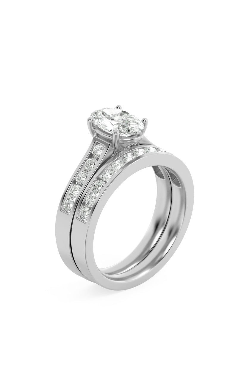 2Cttw Oval Shaped Lab Grown Diamond (G/VS) ChannelSet Bridal Engagement Ring in 10K Gold