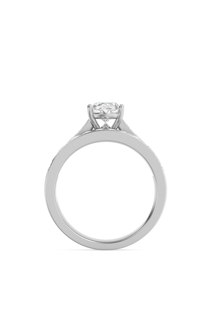 2CTW Oval Shaped Lab Grown Diamond (G/VS) Channel Set Bridal Engagement Ring in 10K Gold