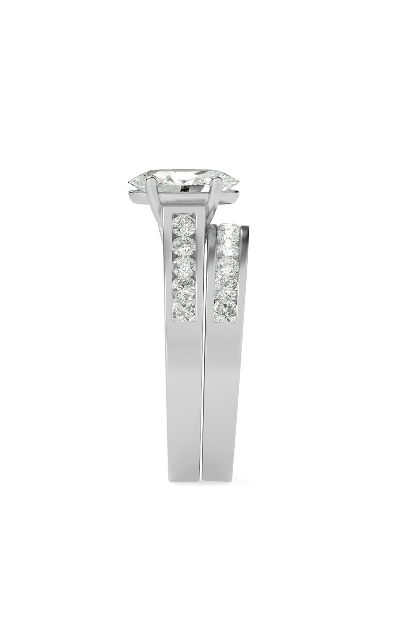2CTW Oval Shaped Lab Grown Diamond (G/VS) Channel Set Bridal Engagement Ring in 10K Gold