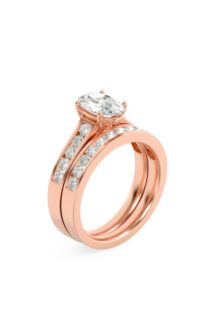 2CTW Oval Shaped Lab Grown Diamond (G/VS) Channel Set Bridal Engagement Ring in 10K Gold