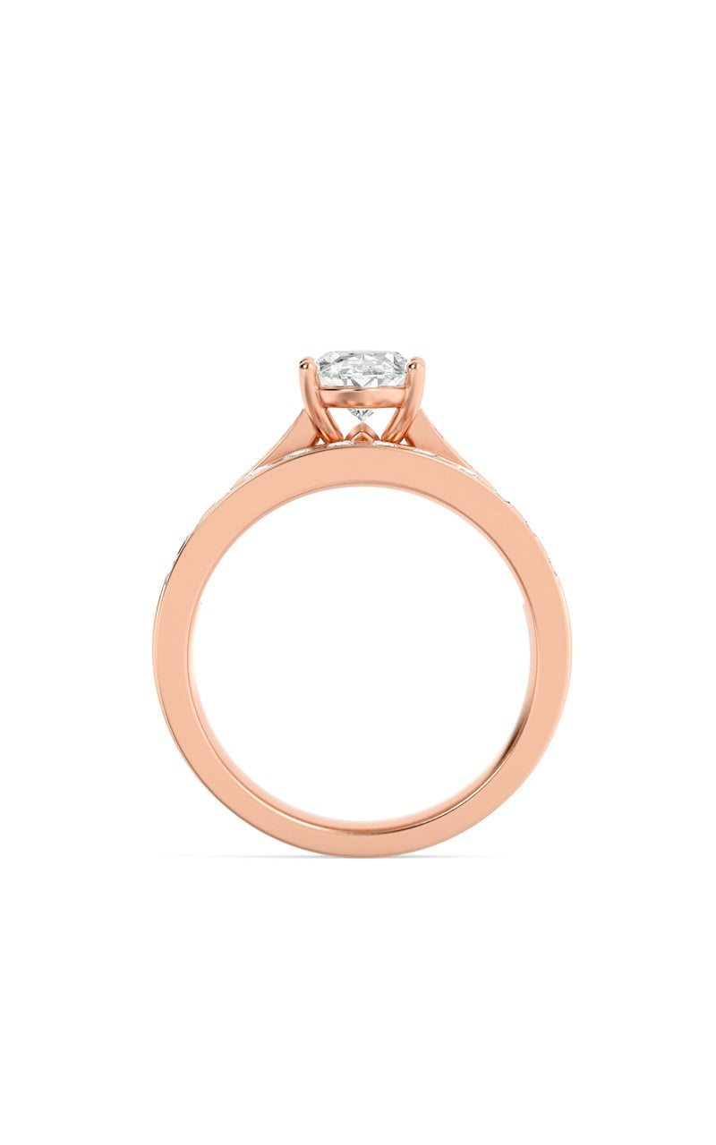 2Cttw Oval Shaped Lab Grown Diamond (G/VS) ChannelSet Bridal Engagement Ring in 10K Gold