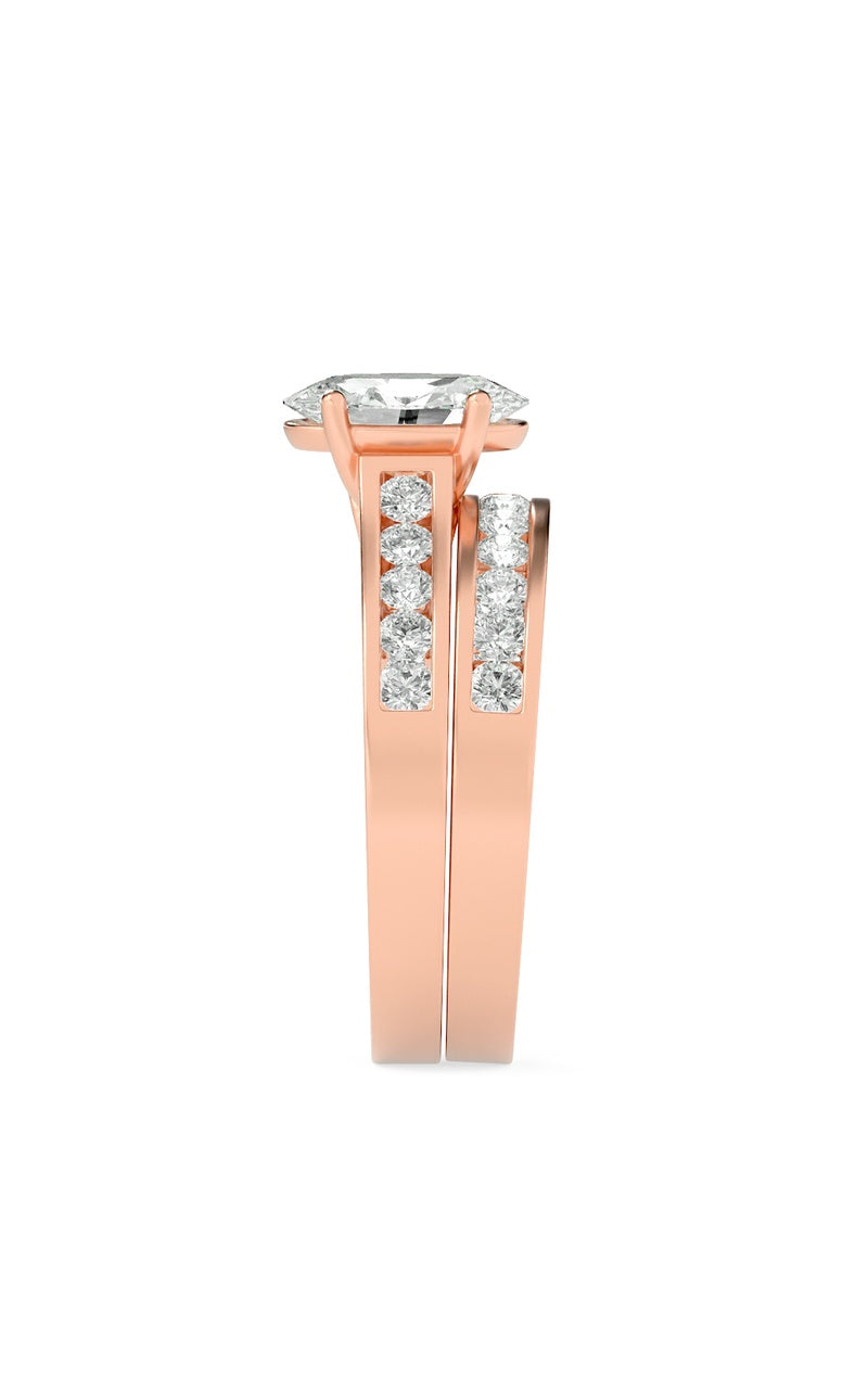 2CTW Oval Shaped Lab Grown Diamond (G/VS) Channel Set Bridal Engagement Ring in 10K Gold