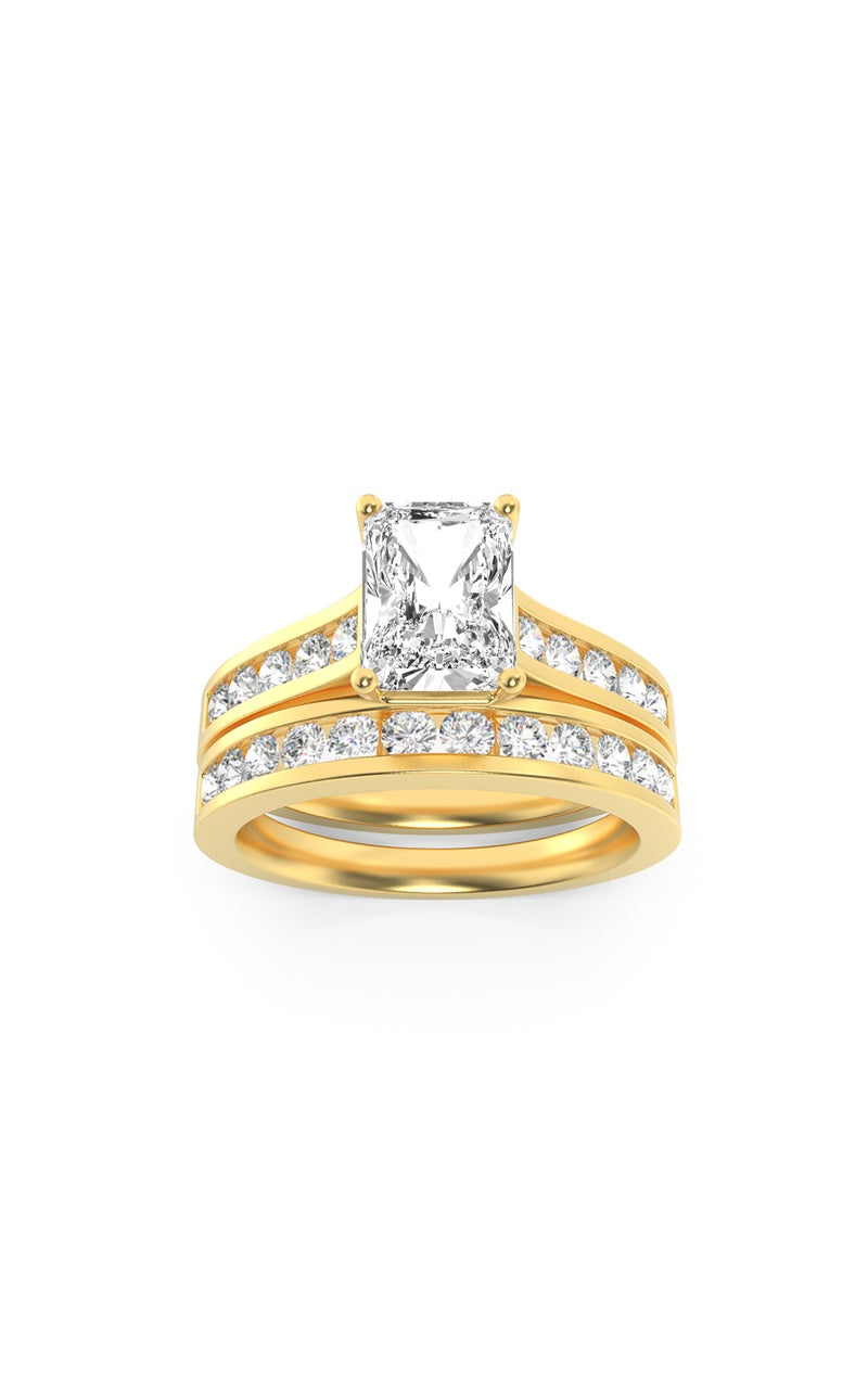 2CTW Radiant Shaped Lab Grown Diamond (G/VS) Channel Set Bridal Engagement Ring in 10K Gold