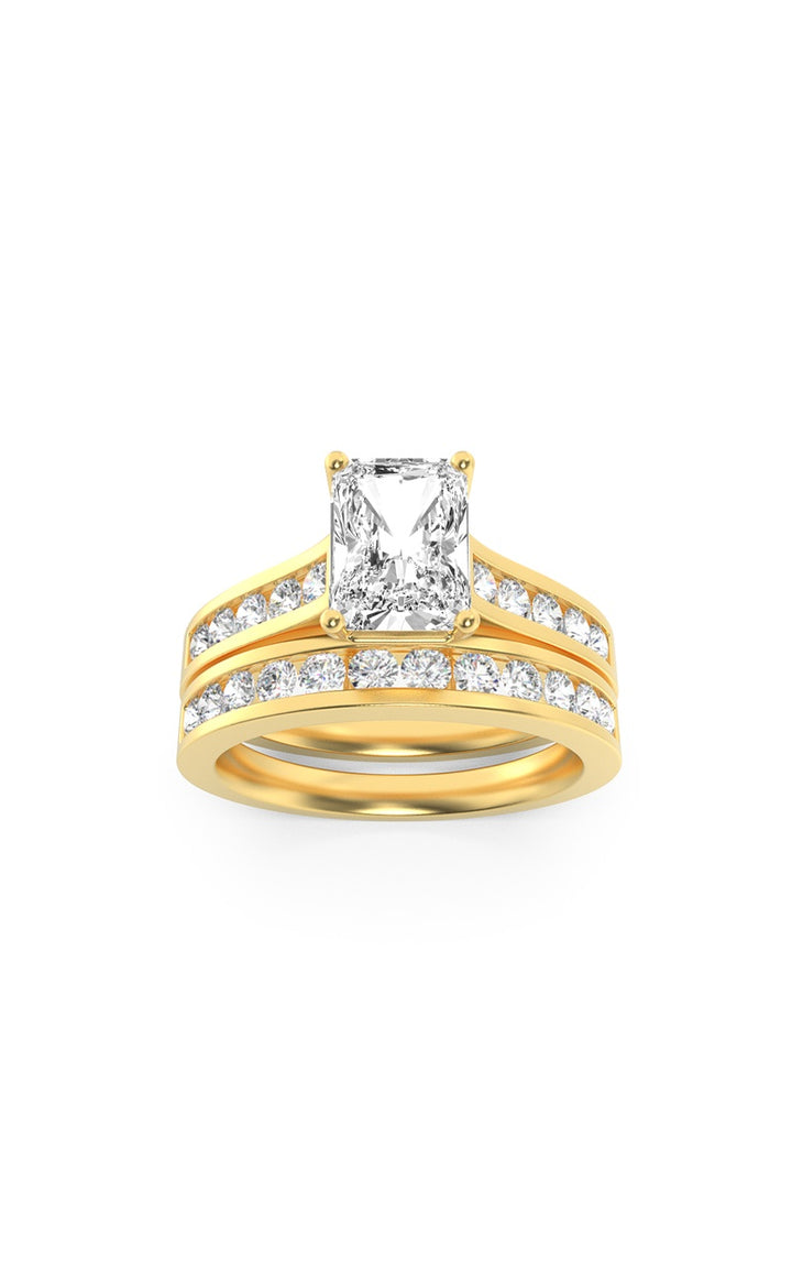 2CTW Radiant Shaped Lab Grown Diamond (G/VS) Channel Set Bridal Engagement Ring in 10K Gold