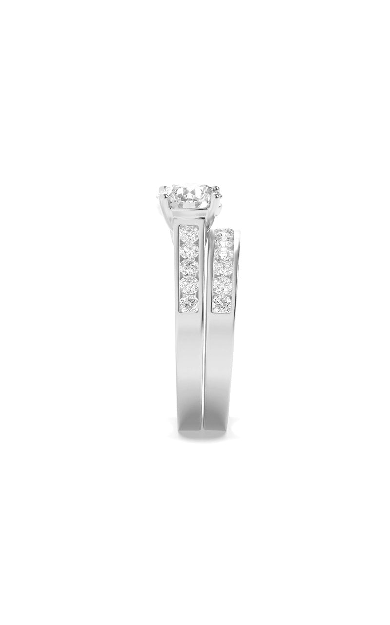 2CTW Round Shaped Lab Grown Diamond (F/VS) Channel Set Bridal Engagement Ring in 14K Gold