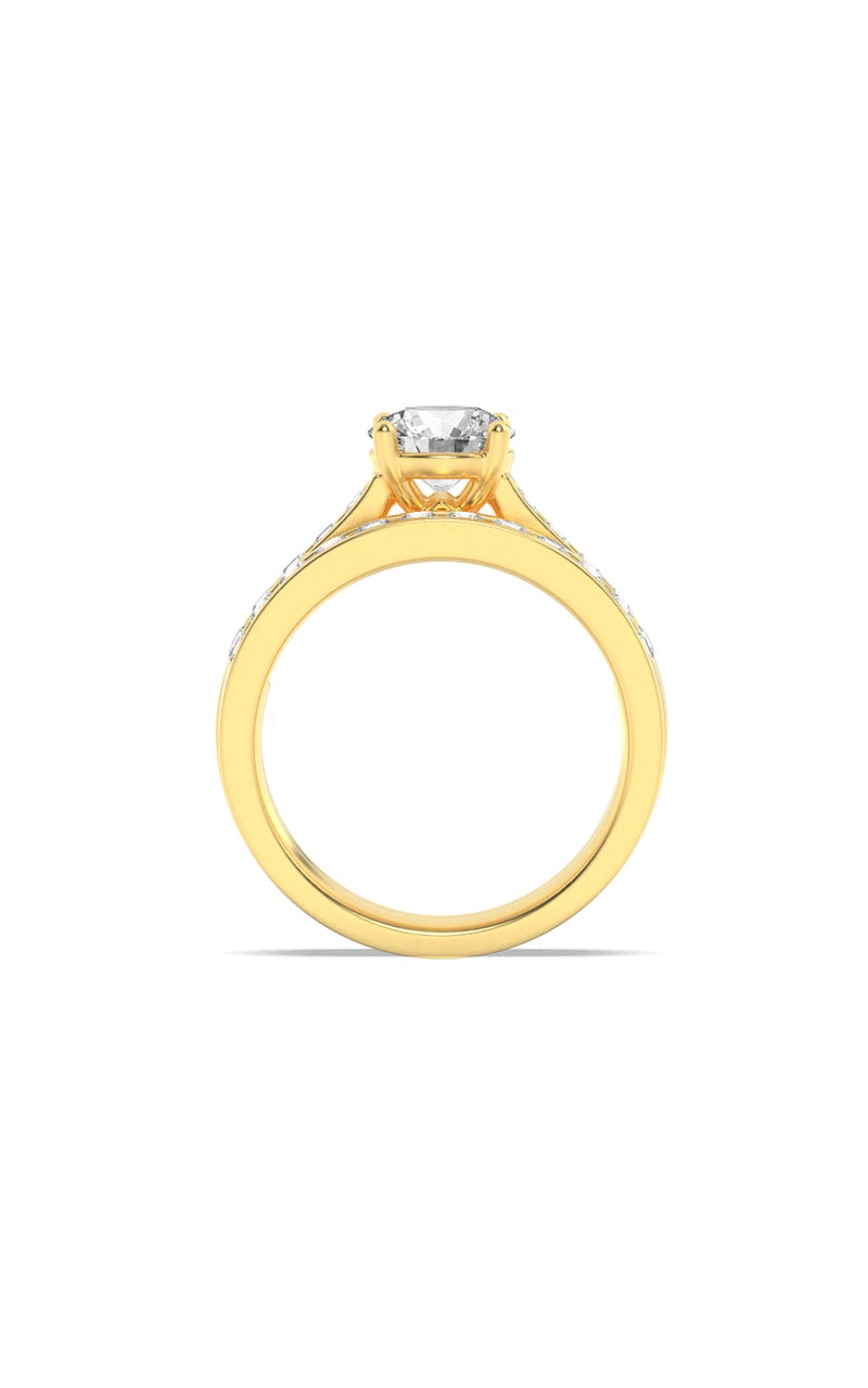 2Cttw Round Shaped Lab Grown Diamond (F/VS) Channel Set Bridal Engagement Ring in 14K Gold