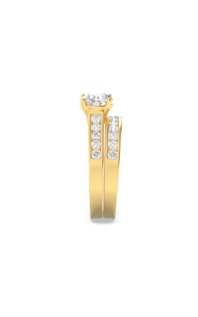 2CTW Round Shaped Lab Grown Diamond (F/VS) Channel Set Bridal Engagement Ring in 14K Gold