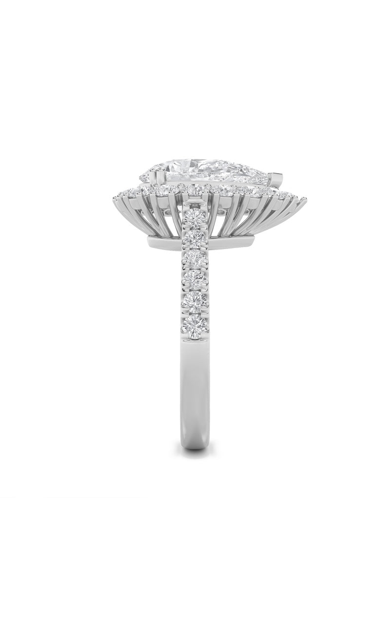 4CTW Pear Shaped Lab Grown Diamond (F/VS) Bold Classic Engagement Ring in 14K Gold