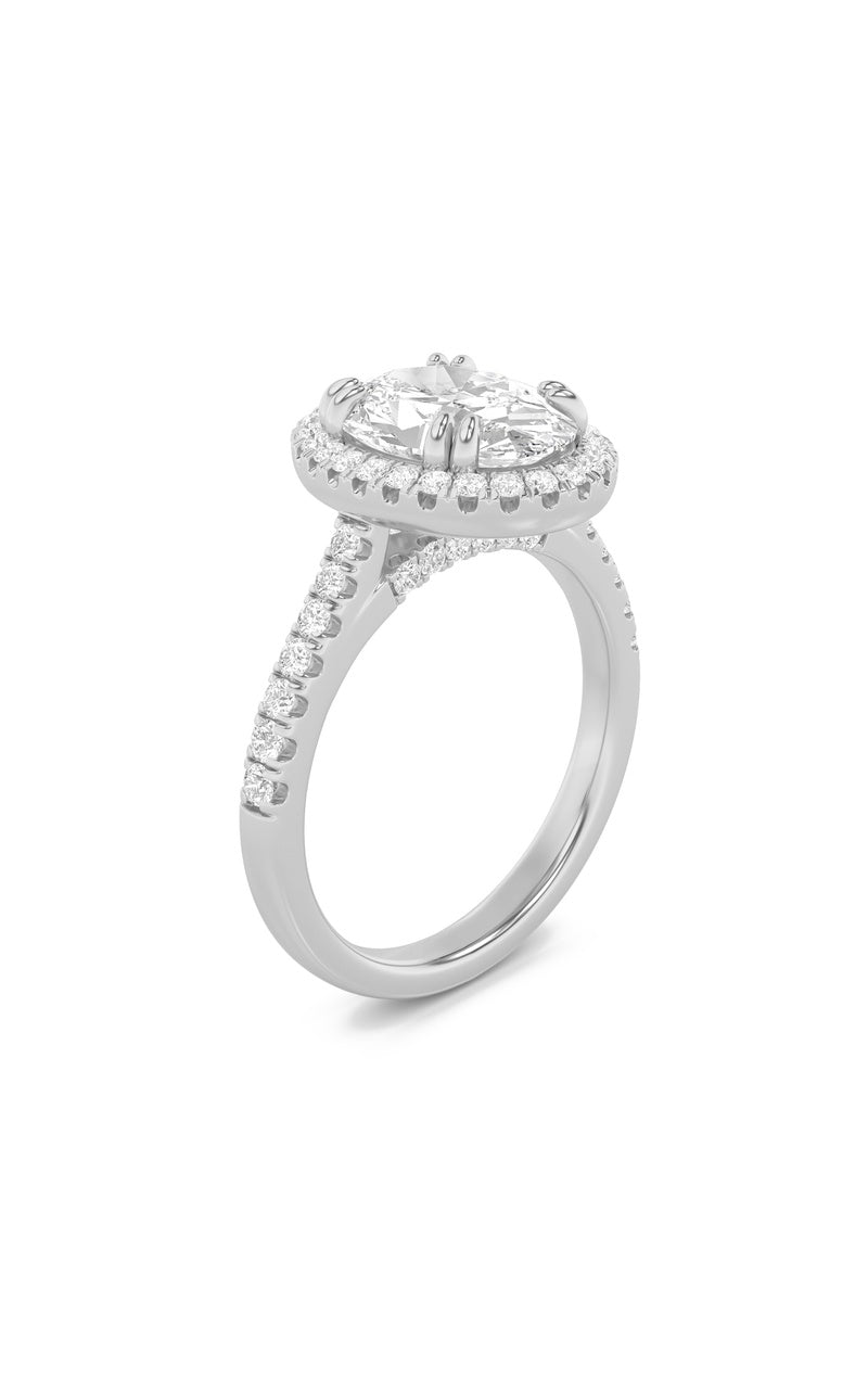 3CTW Oval Shaped Lab Grown Diamond (F/VS) Classic Halo Accented Engagement Ring in 14K Gold