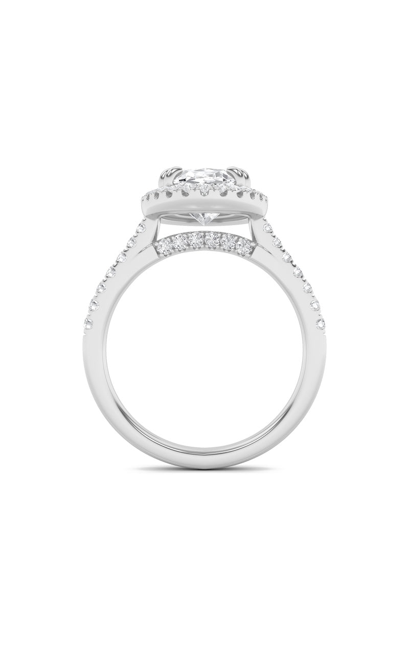 3CTW Oval Shaped Lab Grown Diamond (F/VS) Classic Halo Accented Engagement Ring in 14K Gold