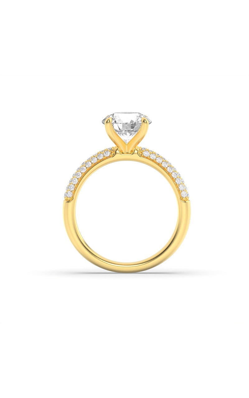 2.5Cttw Round Shaped Lab Grown Diamond (F/VS) Three Row Micro Pave Engagement Ring in 14K Gold