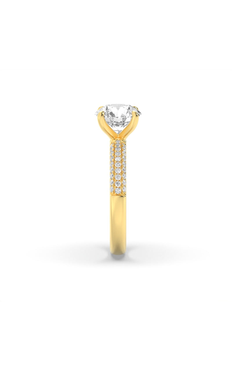 2.5CTW Round Shaped Lab Grown Diamond (F/VS) Three Row Micro Pave Engagement Ring in 14K Gold