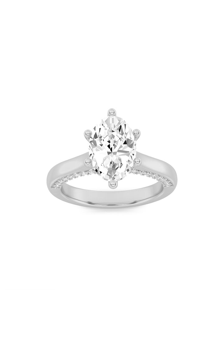 1.25Cttw Pear Shaped Lab Grown Diamond (F/VS) Tulip Motif Accented Engagement Ring in 14K Gold