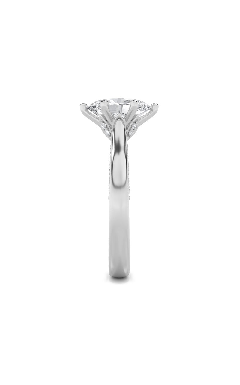 2CTW Oval Shaped Lab Grown Diamond (F/VS) Tulip Motif Accented Engagement Ring in 14K Gold