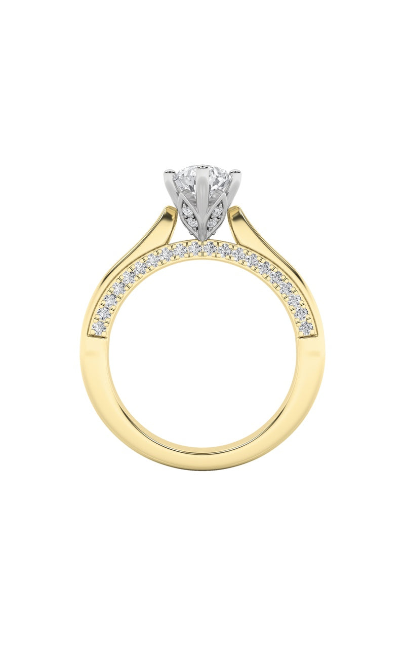 1.25CTW Pear Shaped Lab Grown Diamond (F/VS) Tulip Motif Accented Engagement Ring in 14K Gold