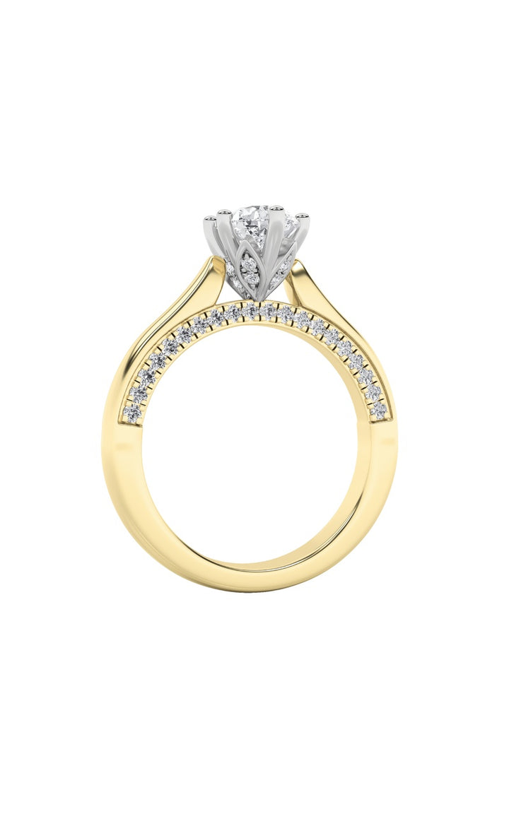 1.25CTW Pear Shaped Lab Grown Diamond (F/VS) Tulip Motif Accented Engagement Ring in 14K Gold