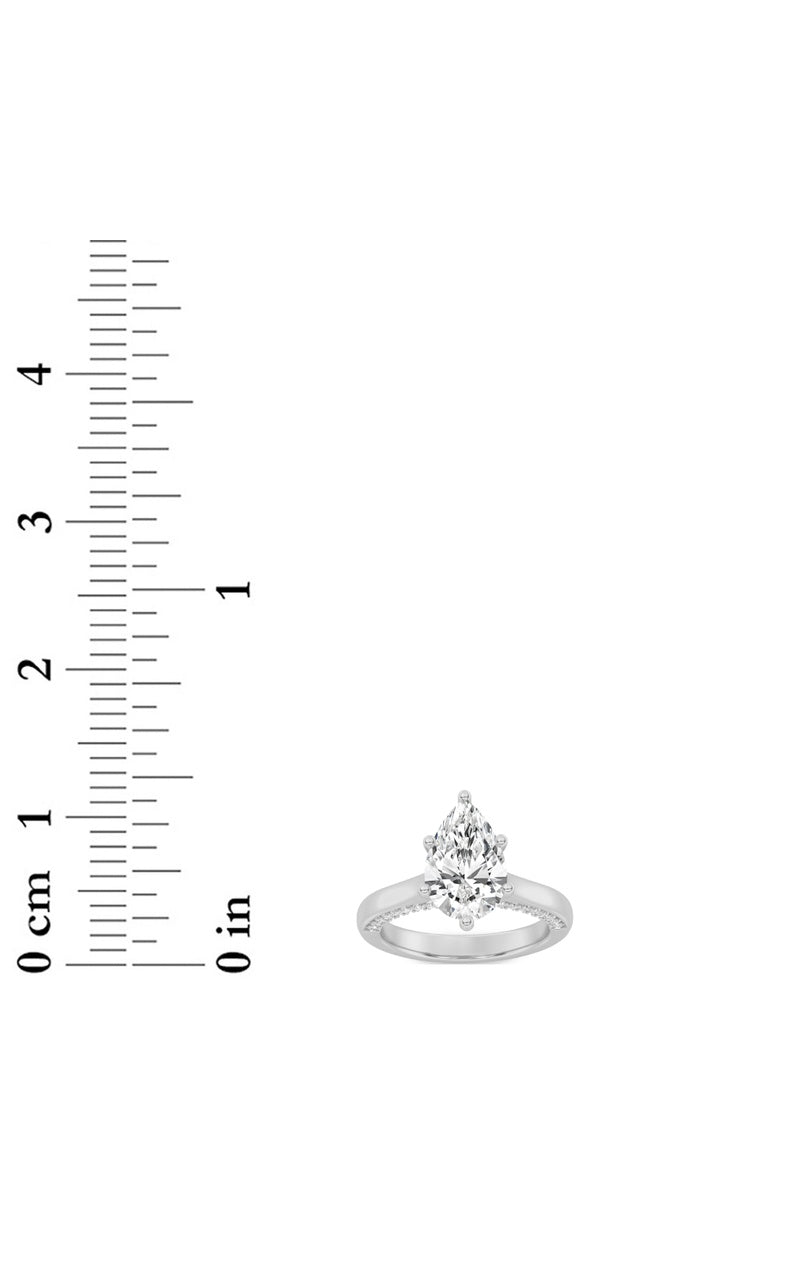 2CTW Pear Shaped Lab Grown Diamond (F/VS) Tulip Motif Accented Engagement Ring in 14K Gold