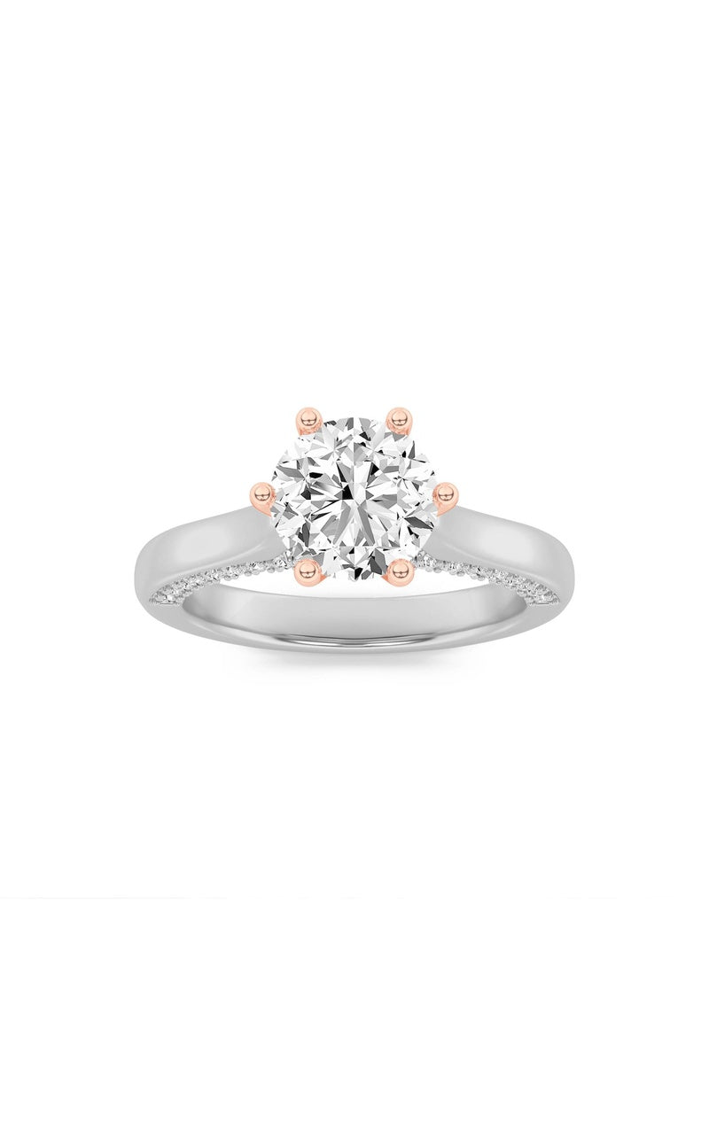 1.25Cttw Round Shaped Lab Grown Diamond (F/VS) Tulip Motif Accented Engagement Ring in 14K Gold