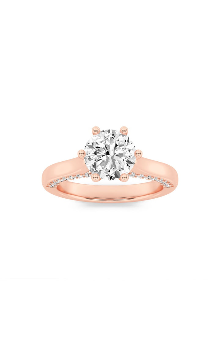 1.25Cttw Pear Shaped Lab Grown Diamond (F/VS) Tulip Motif Accented Engagement Ring in 14K Gold