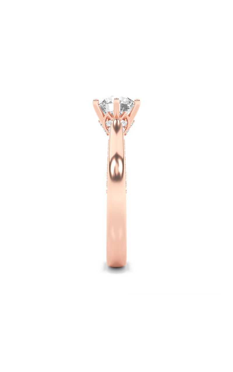 2Cttw Round Shaped Lab Grown Diamond (F/VS) TulipMotif Accented Engagement Ring in 14K Gold