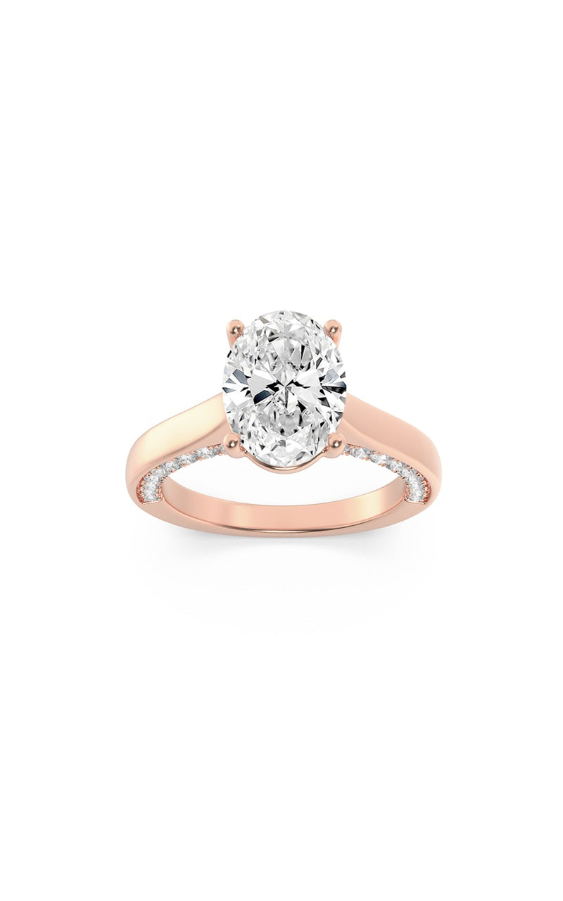 1.33Cttw Oval Shaped Lab Grown Diamond (F/VS) Accented Bridge Shank Engagement Ring in 14K Gold