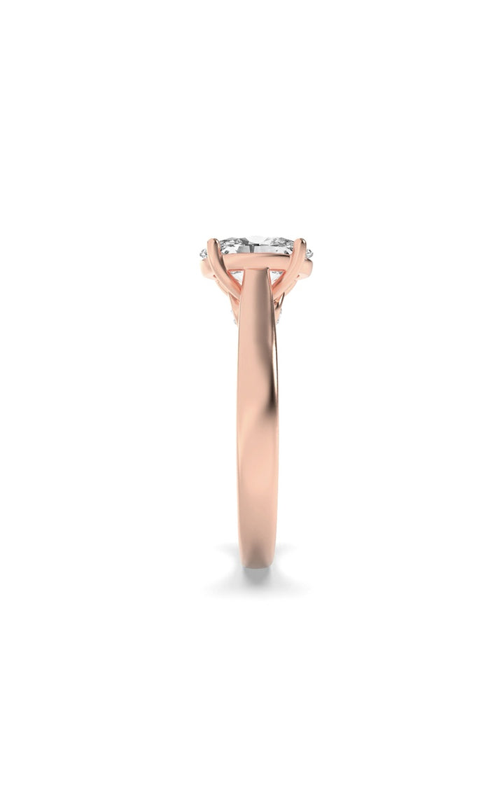 2Cttw Oval Shaped Lab Grown Diamond (F/VS) Accented Bridge Shank Engagement Ring in 14K Gold