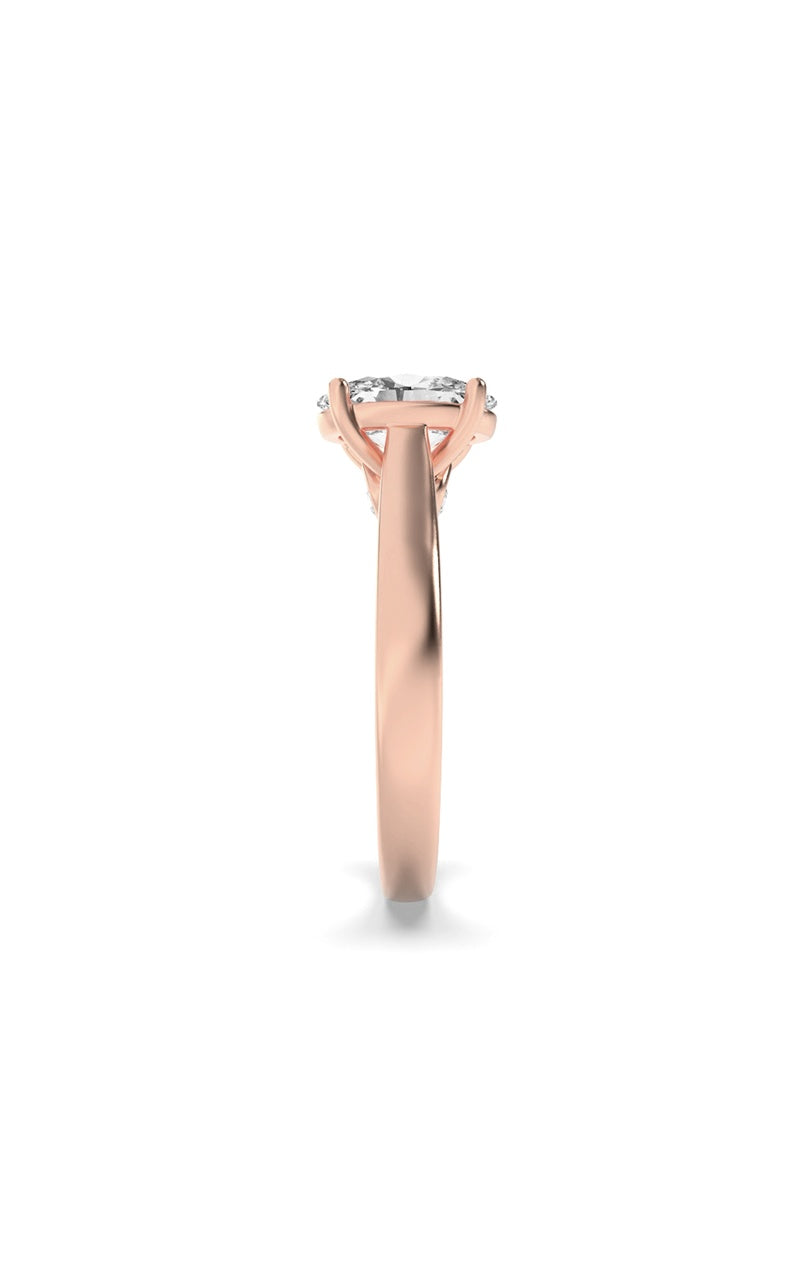 2Cttw Oval Shaped Lab Grown Diamond (F/VS) Accented Bridge Shank Engagement Ring in 14K Gold