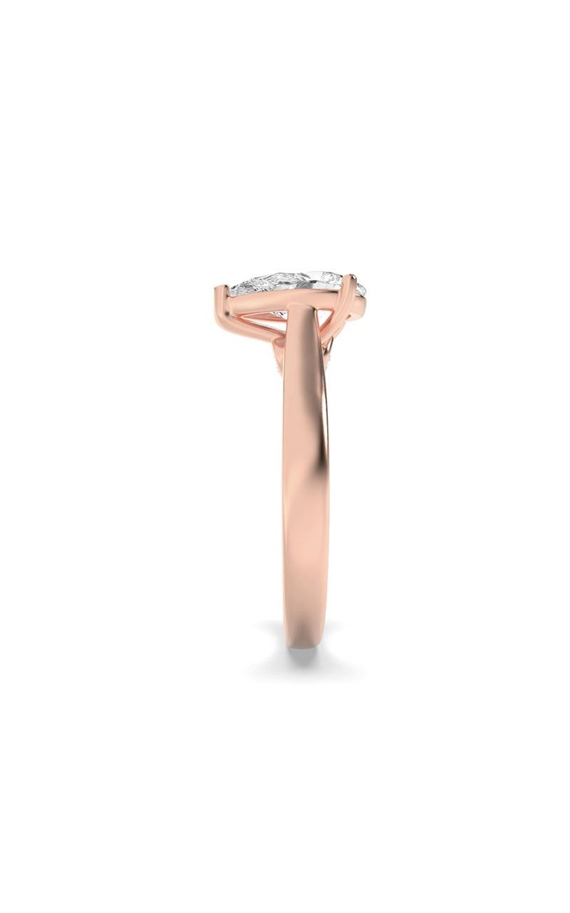 2CTW Pear Shaped Lab Grown Diamond (F/VS) Accented Bridge Shank Engagement Ring in 14K Gold, 14K Rose Gold
