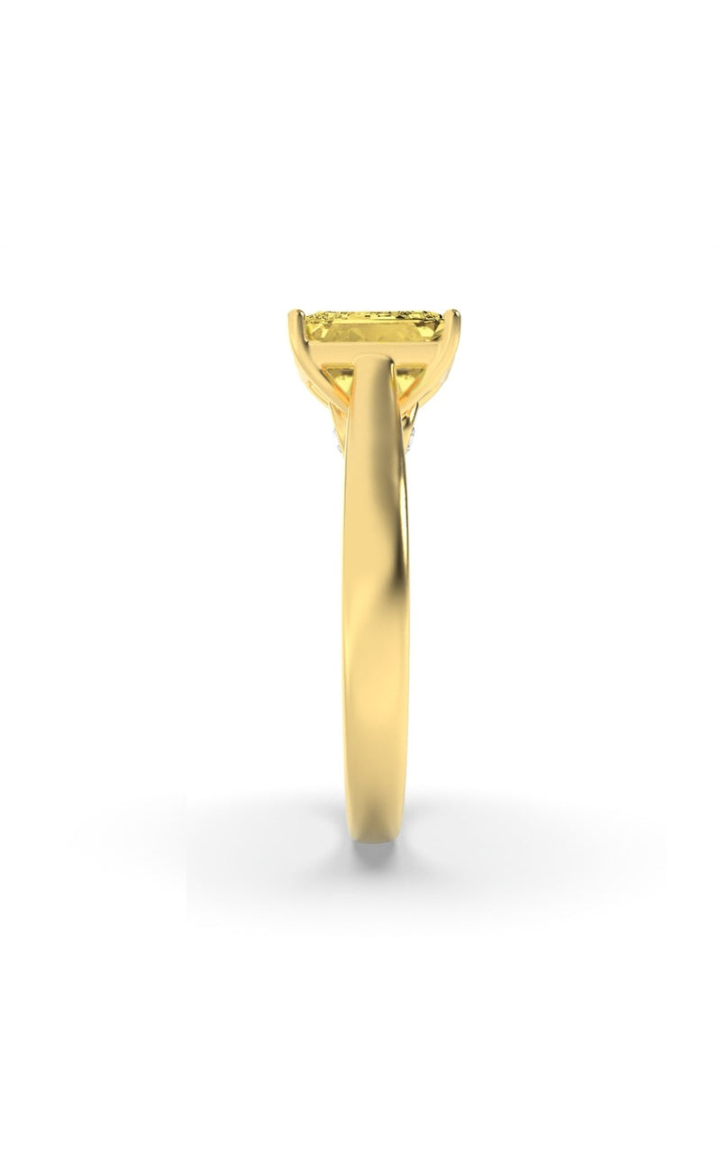 2CTW Radiant Shaped Lab Grown Diamond (F/VS) Accented Bridge Shank Engagement Ring in 14K Gold