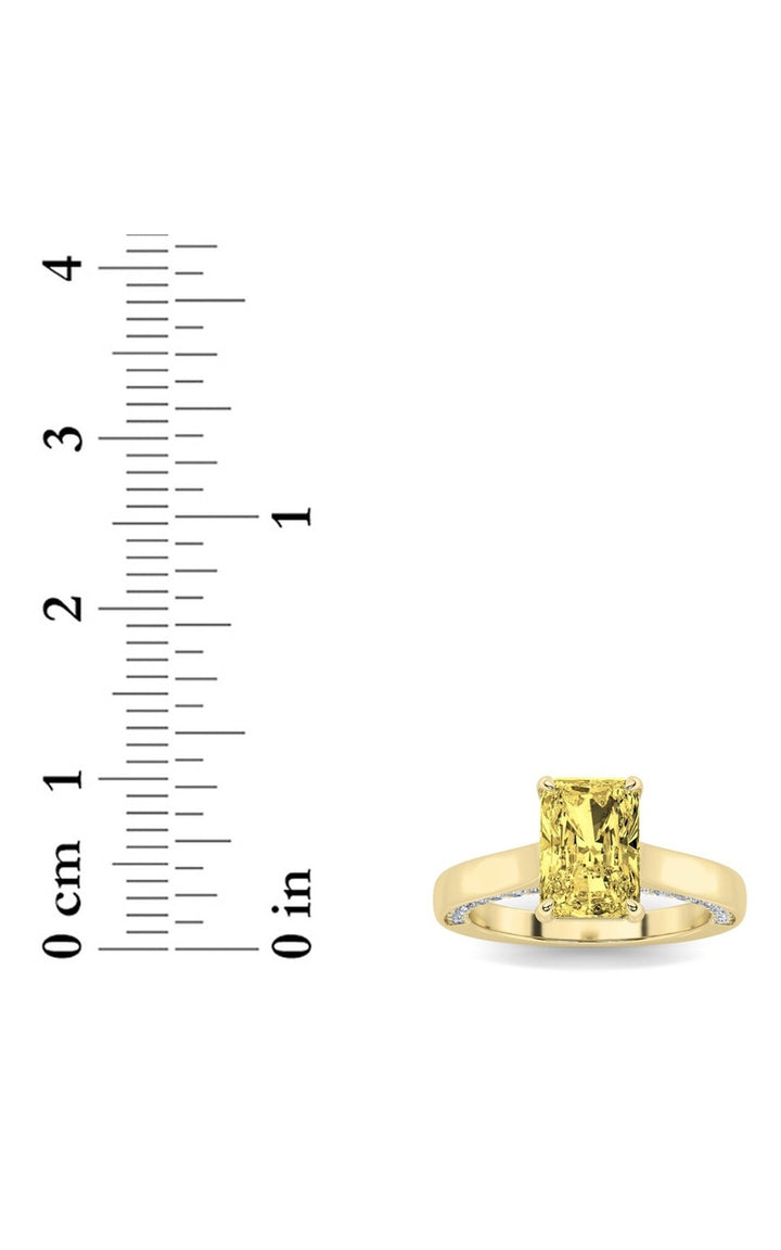 2Cttw Radiant Shaped Lab Grown Diamond (F/VS) Accented Bridge Shank Engagement Ring in 14K Gold