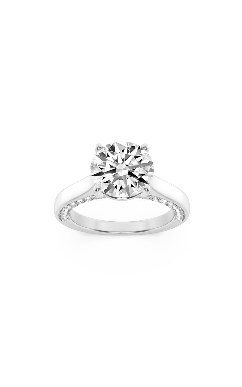 2CTW Round Shaped Lab Grown Diamond (F/VS) Accented Bridge Shank Engagement Ring in 14K Gold, 14K White Gold
