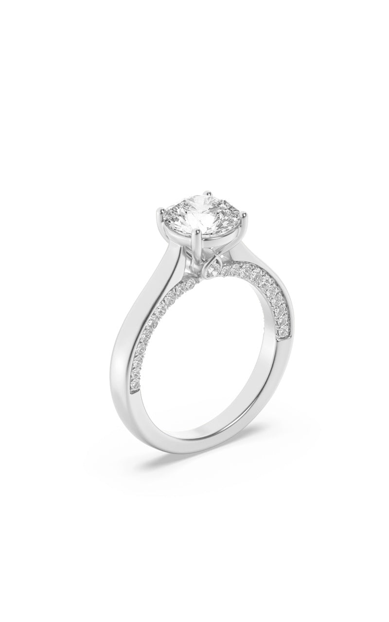 2CTW Round Shaped Lab Grown Diamond (F/VS) Accented Bridge Shank Engagement Ring in 14K Gold, 14K White Gold