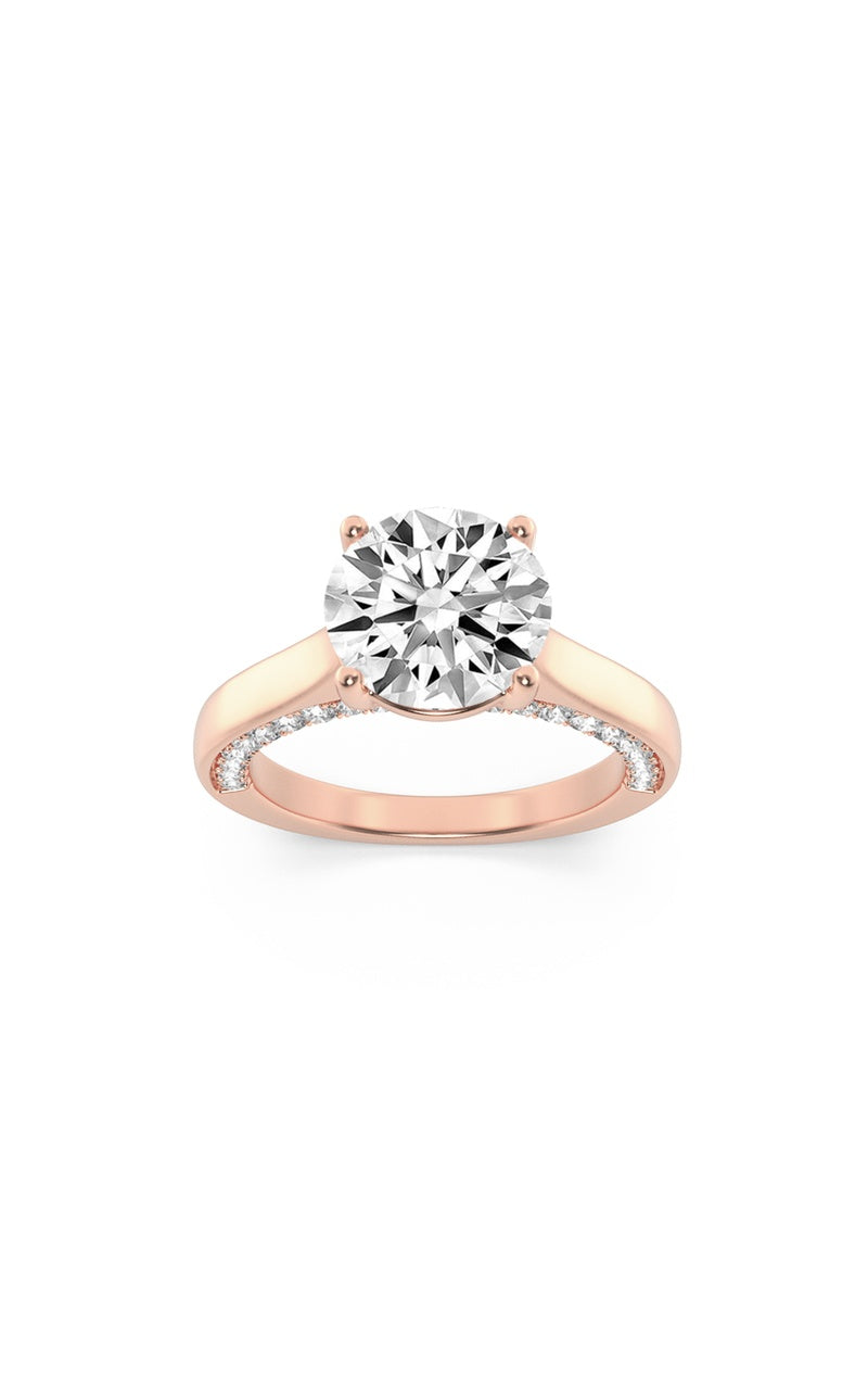 2CTW Round Shaped Lab Grown Diamond (F/VS) Accented Bridge Shank Engagement Ring in 14K Gold, 14K Rose Gold