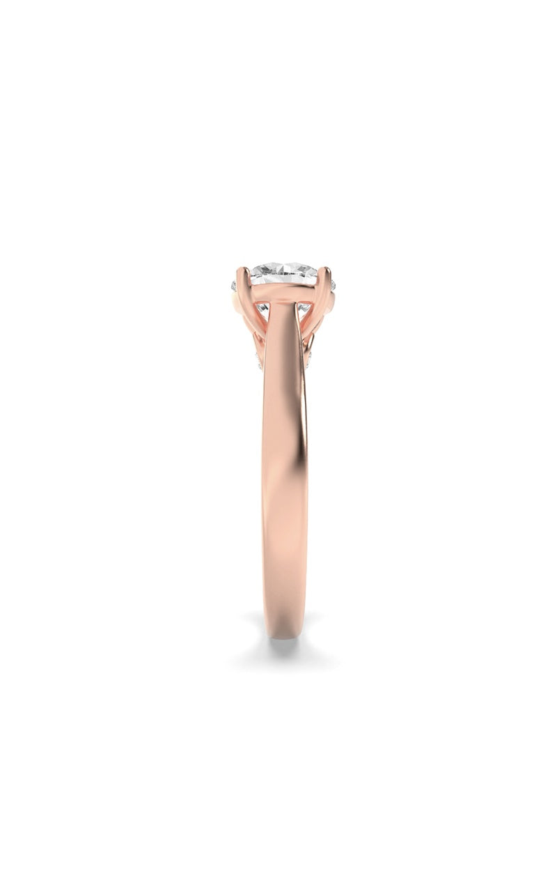 2CTW Round Shaped Lab Grown Diamond (F/VS) Accented Bridge Shank Engagement Ring in 14K Gold, 14K Rose Gold