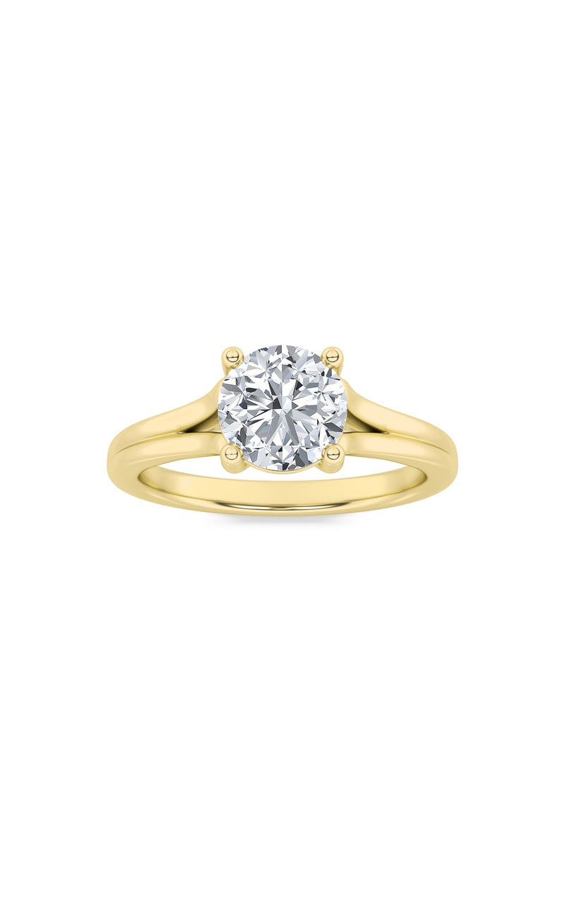 1CTW Round Shaped Lab Grown Diamond (F/VS) Split Shank Solitaire Engagement Ring in 14K Gold