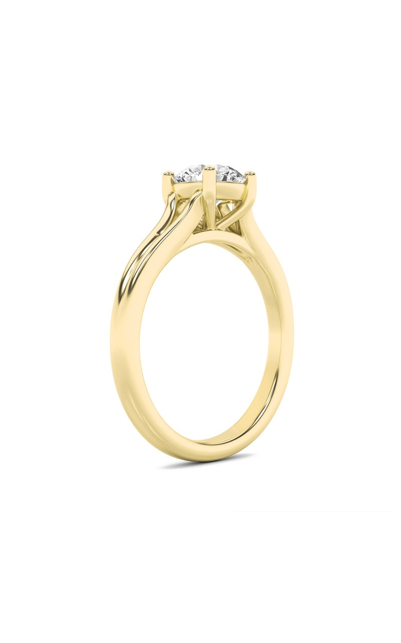 2CTW Round Shaped Lab Grown Diamond (F/VS) Split Shank Solitaire Engagement Ring in 14K Gold