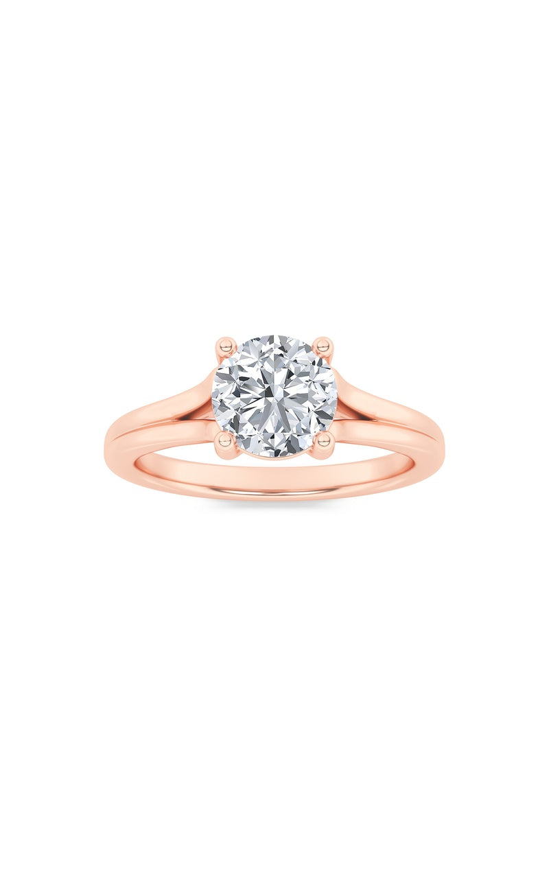 2CTW Round Shaped Lab Grown Diamond (F/VS) Split Shank Solitaire Engagement Ring in 14K Gold