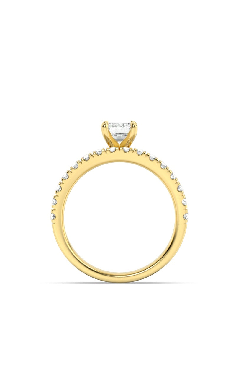 2Cttw Emerald Shaped Lab Grown Diamond (F/VS) Classic Accented  Set With Band and Engagement Ring in14K Gold