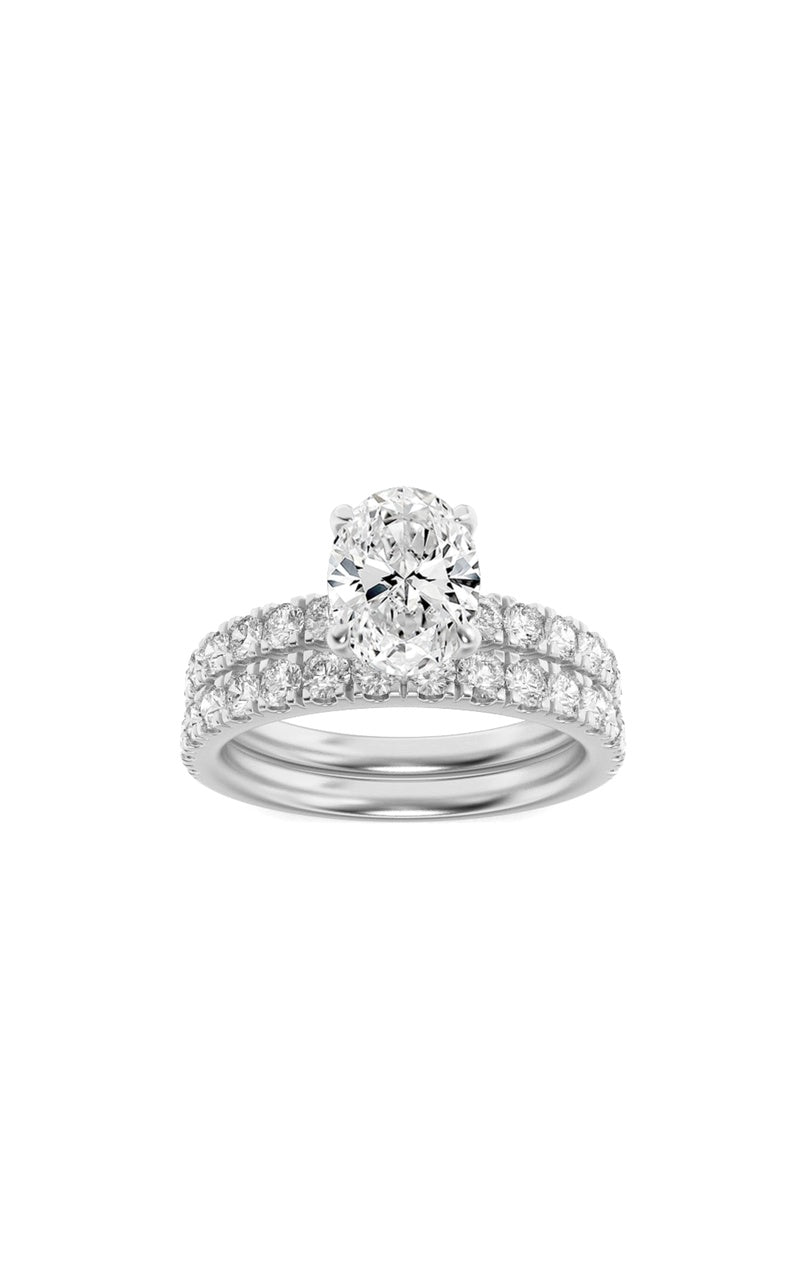 2Cttw Oval Shaped Lab Grown Diamond (F/VS) ClassicAccented  Set With Band and Engagement Ring in 14K Gold