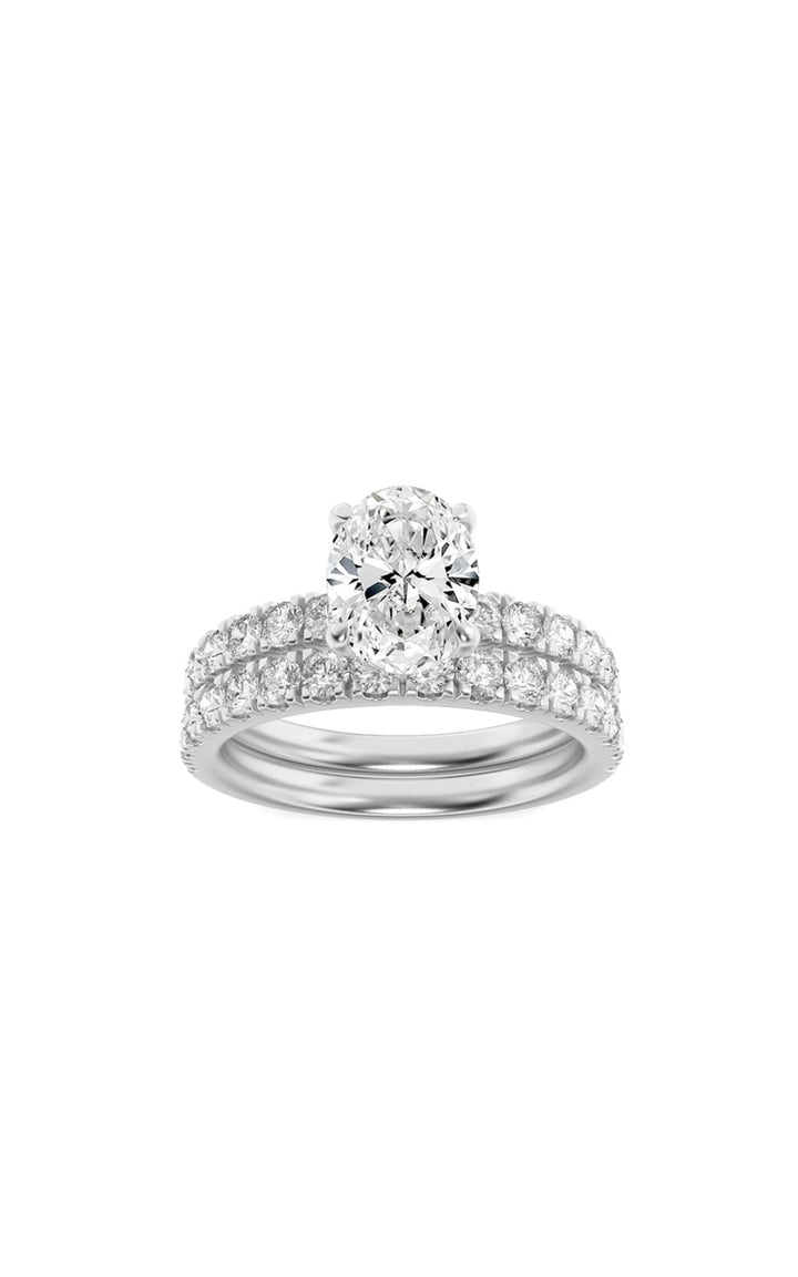 2Cttw Oval Shaped Lab Grown Diamond (F/VS) ClassicAccented  Set With Band and Engagement Ring in 14K Gold